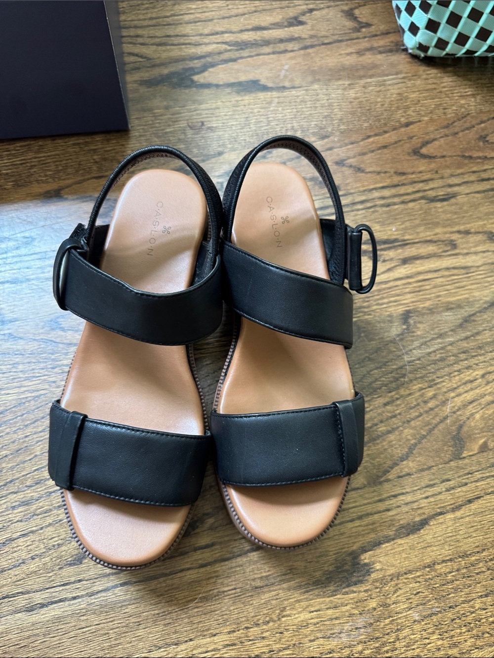 Caslon Black Slingback Comfort Sandals with Tan Footbed